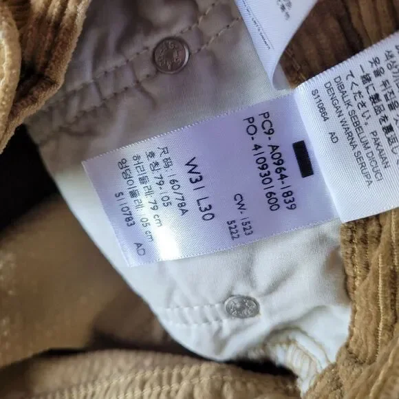 Levis Womens Low Pro Corduroy Jeans Pants Size 31 by 30 Brown Tan Straight Nwt - Picture 5 of 10